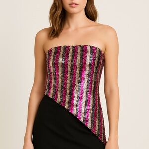 Good time USA‎ Tube Top Strapless Sequence Shimmer Pink Club Dance S Barbiecore